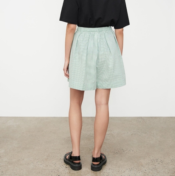 Kowtow certified organic cotton white green checkered shorts size - Picture 2 of 9